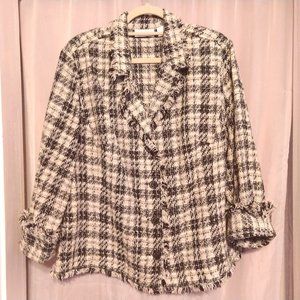 Apparenza Black/White/Beige Plaid Blazer Jacket